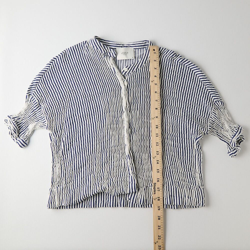 Just Female Blouse Shirt Women's Medium Striped Classic Resort Costal Preppy - Picture 4 of 8